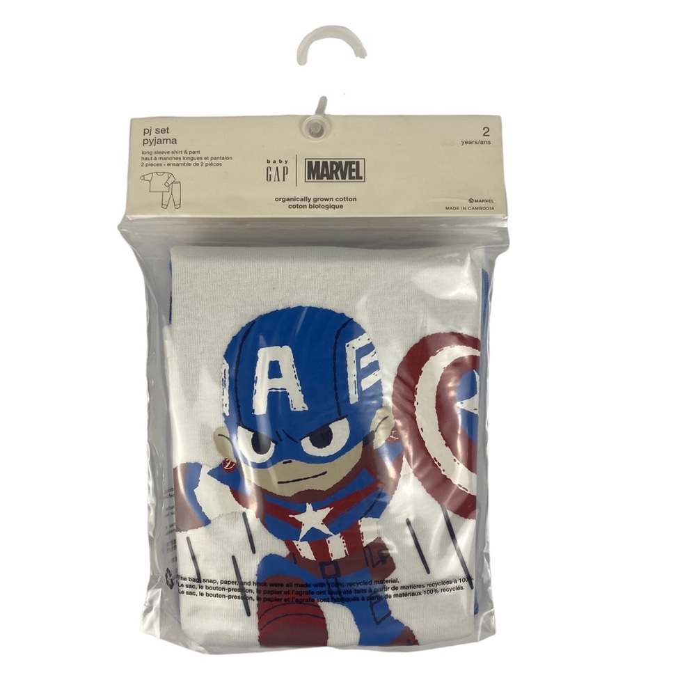 Gap Captain America 2 Piece Pajama Set Size 2 NWT
